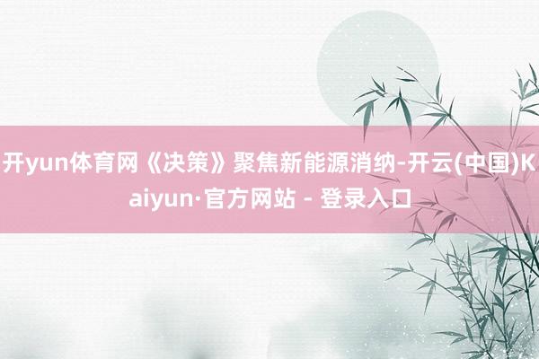 开yun体育网《决策》聚焦新能源消纳-开云(中国)Kaiyun·官方网站 - 登录入口